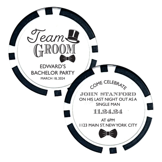 Bachelor Party Crew Souvenir Chips, 25 pcs, Bachelor Bash Invites, Personalized Souvenirs, Personalized Groom's Name Party Gifts, Last Night As A Single Man