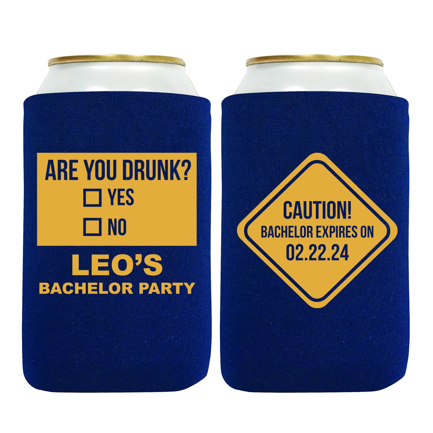 Bachelor Party Koozies, Personalized Drink Holders, Groomsmen Party Favors, Custom Name Novelties, Are You Drunk? Caution Bachelor Expires