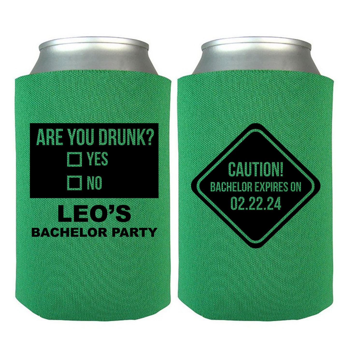 Bachelor Party Koozies, Personalized Drink Holders, Groomsmen Party Favors, Custom Name Novelties, Are You Drunk? Caution Bachelor Expires