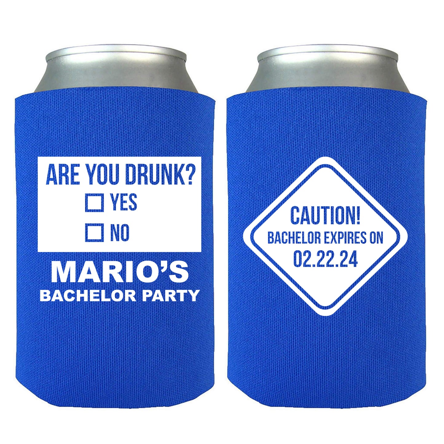 Bachelor Party Koozies, Personalized Drink Holders, Groomsmen Party Favors, Custom Name Novelties, Are You Drunk? Caution Bachelor Expires