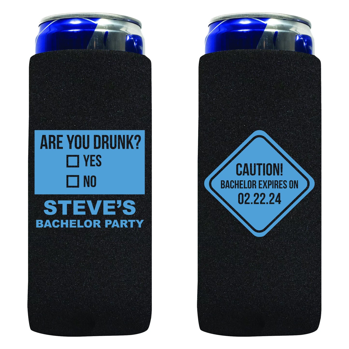 Bachelor Party Koozies, Personalized Drink Holders, Groomsmen Party Favors, Custom Name Novelties, Are You Drunk? Caution Bachelor Expires