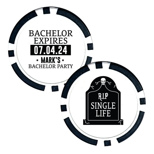 Personalized Casino Chips, Celebration Mementos, Custom Groom's Name Favors, RIP Single Life, Bachelor Expires