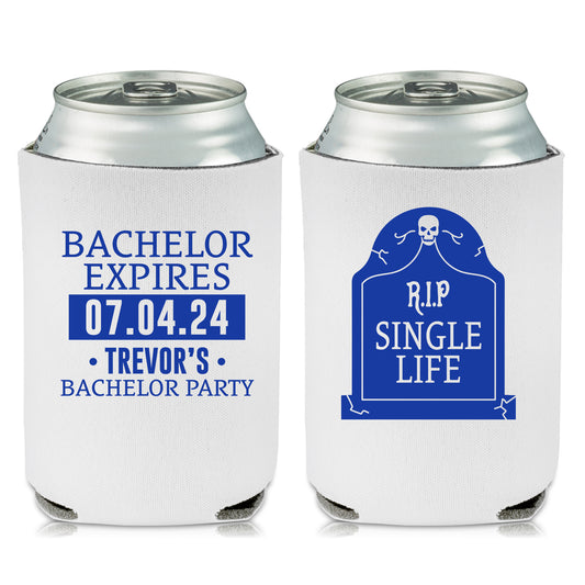 Bachelor Party Beer Koozies, Custom Groomsmen Favors, Personalized Can Coolers, Bachelor Expires, RIP Single Life