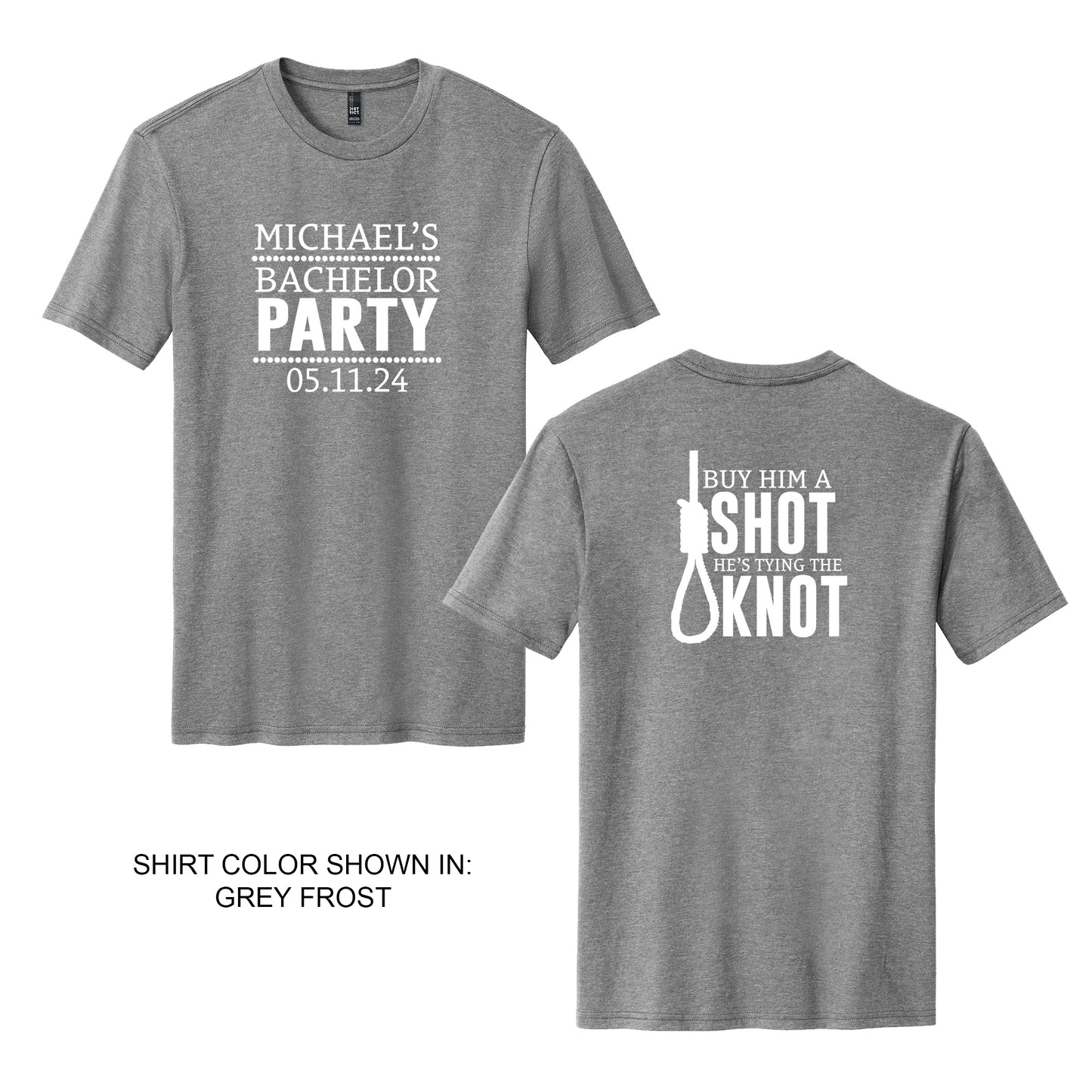 Buy Him A Shot He's Tying The Knot, Funny Bachelor Party Shirts, Personalized Bachelor Party Tees,  Groomsmen Party Favors