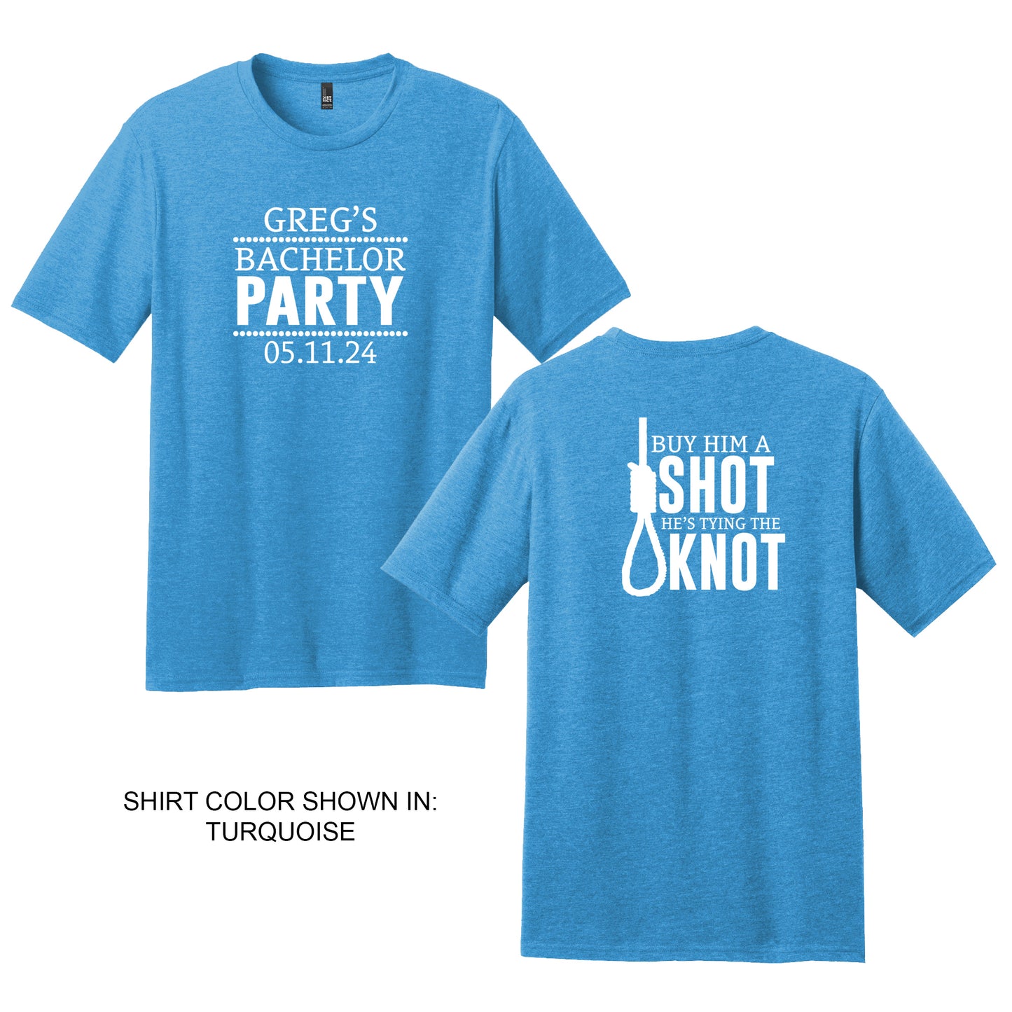 Buy Him A Shot He's Tying The Knot, Funny Bachelor Party Shirts, Personalized Bachelor Party Tees,  Groomsmen Party Favors