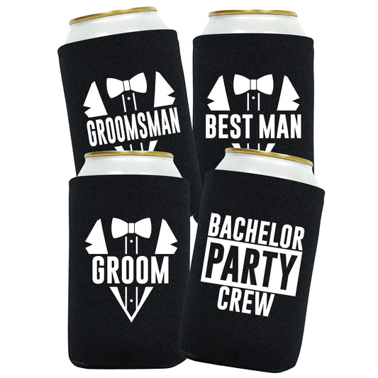 Bachelor Party Drink Sleeves, Personalized Can Coolers, Groomsmen Gifts, Customized Groom's Name Memorabilia