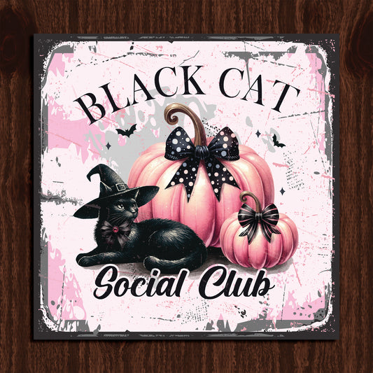 Halloween Sign, Potion Shop Sign, Black Cat Social Club, Witch Sign, Pink Halloween Decoration, Metal Sign Indoor/Outdoor, Gothic Home Decor