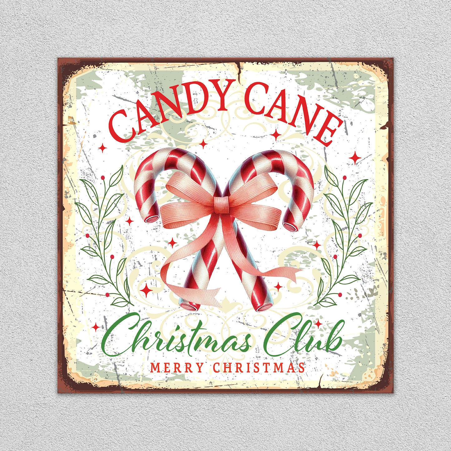 Christmas Cowgirl Club, Christmas Sign, Metal Sign Antique, Farmhouse Decor, Christmas Wall Decor, Mantle Artwork, Candy Cane Decorations