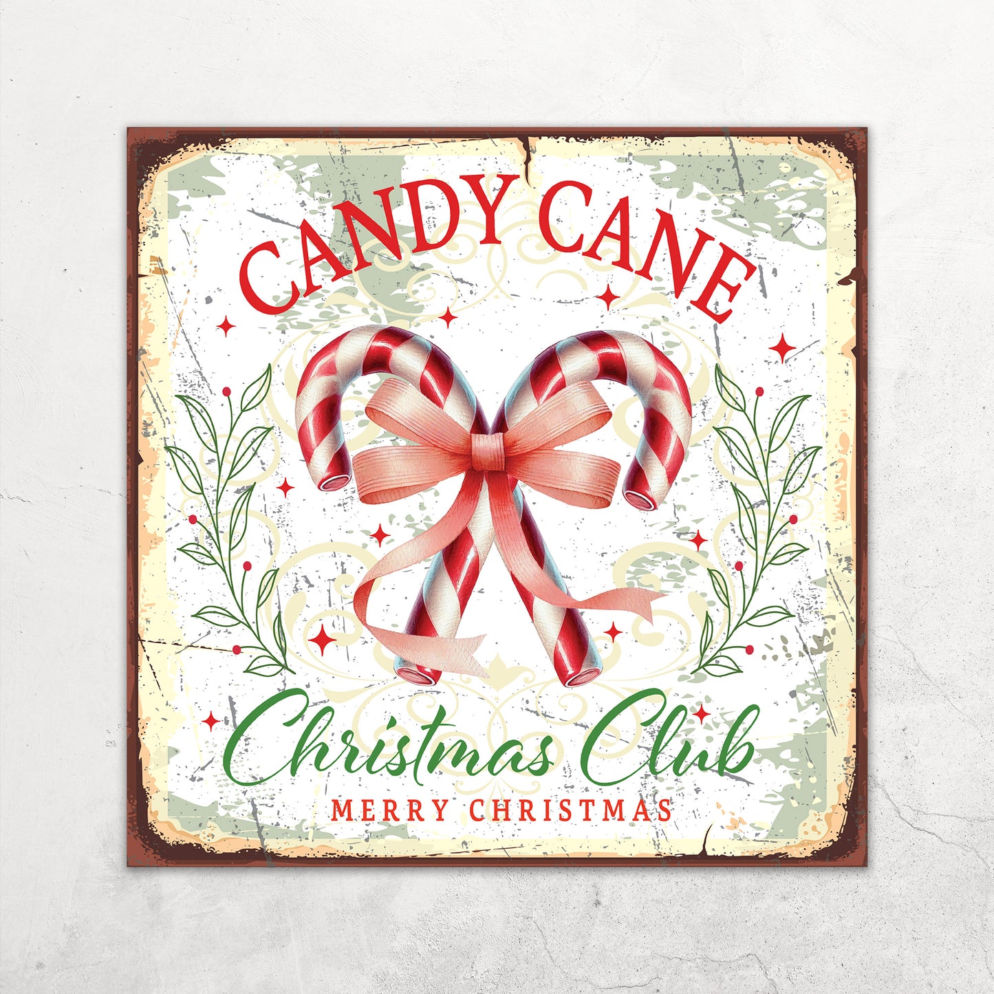 Christmas Cowgirl Club, Christmas Sign, Metal Sign Antique, Farmhouse Decor, Christmas Wall Decor, Mantle Artwork, Candy Cane Decorations