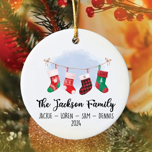 Custom Family Ornament, Family of Four, Family Tree Christmas Ornament, Personalized Ornaments, Our Family Celebrations, Ceramic Ornament