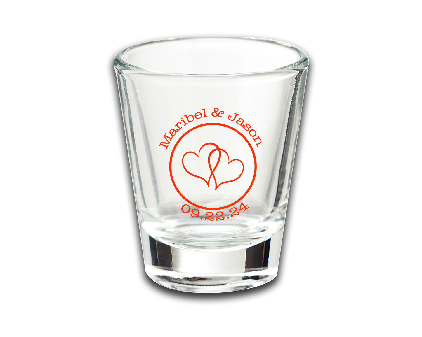 Wedding Party Favor Shot Glasses, Custom Wedding Favors Featuring Couple's Names