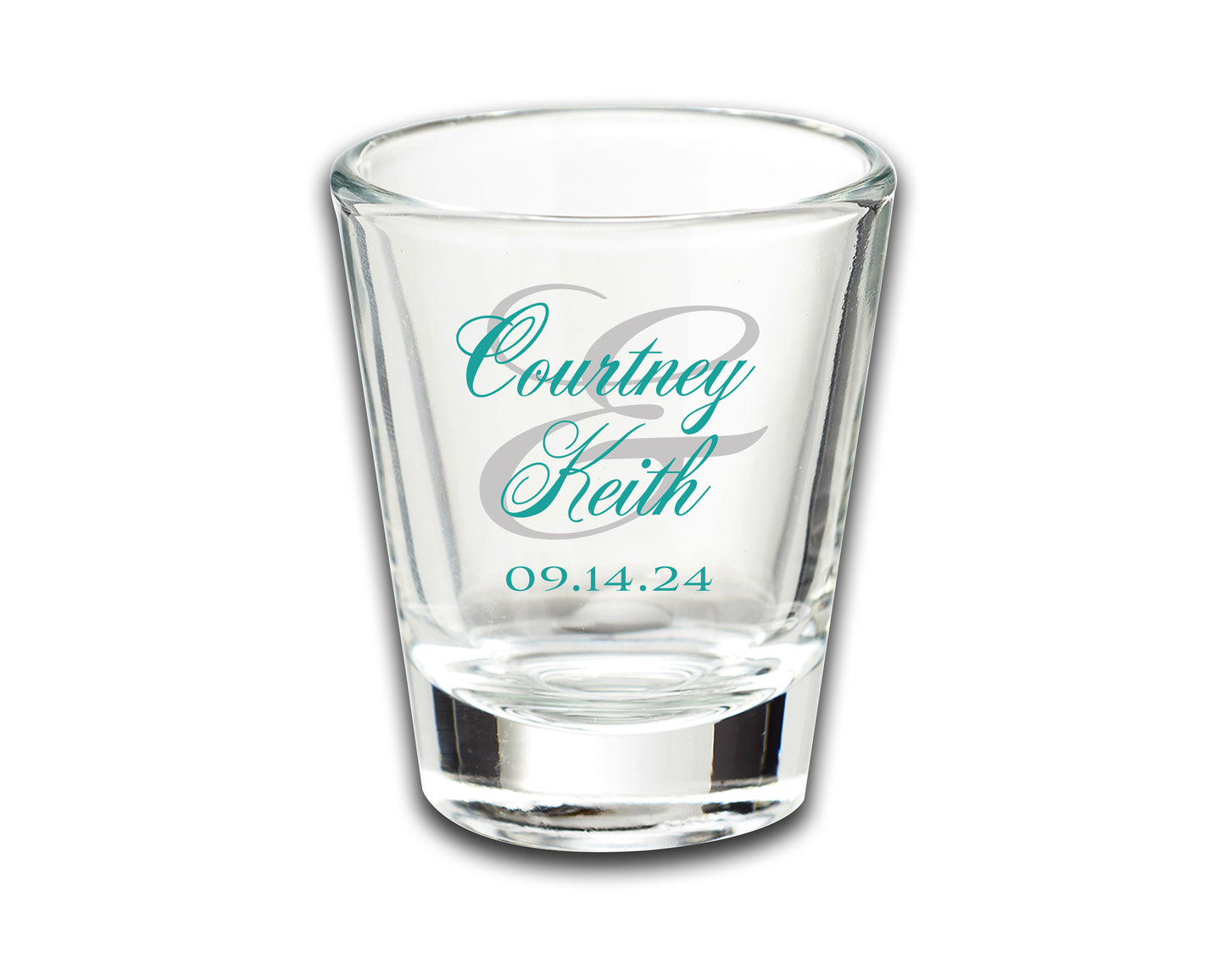 Wedding Party Favor Shot Glasses, Custom Wedding Favors Featuring Couple's Names