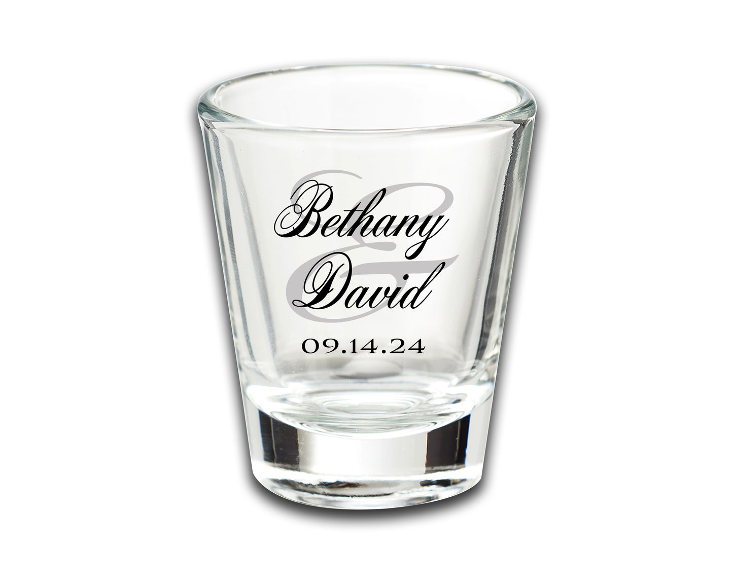 Wedding Party Favor Shot Glasses, Custom Wedding Favors Featuring Couple's Names