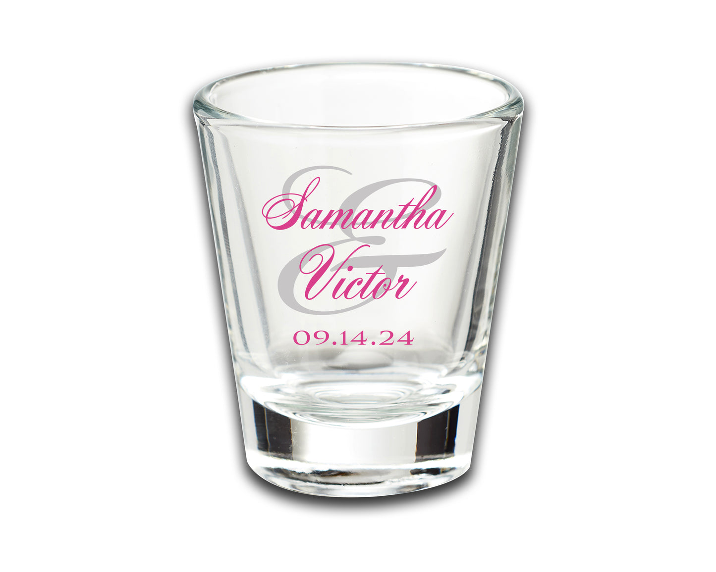 Wedding Party Favor Shot Glasses, Custom Wedding Favors Featuring Couple's Names