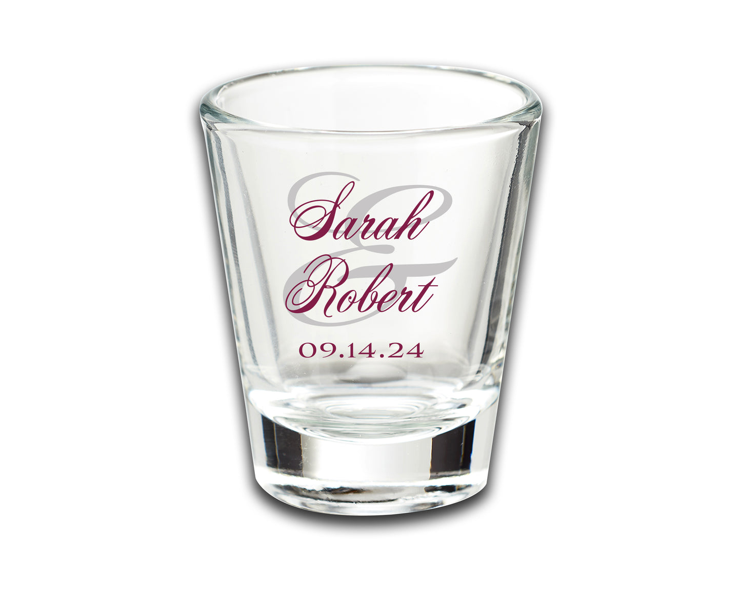 Wedding Party Favor Shot Glasses, Custom Wedding Favors Featuring Couple's Names