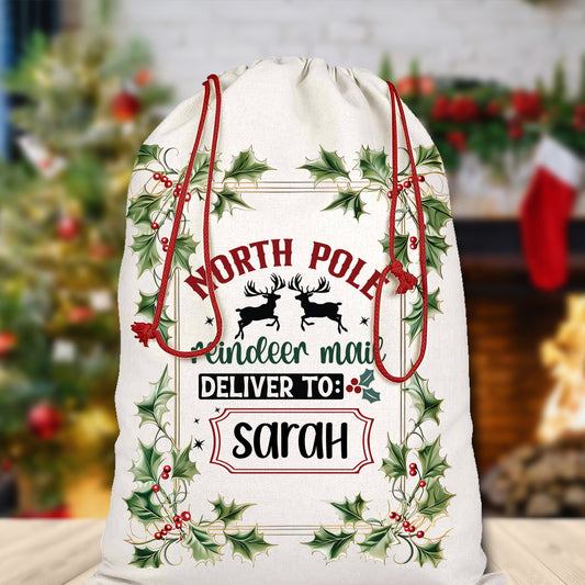 Christmas Santa Sack, Personalized Gift Bags, Santa Claus Bag, Santa Sack Oversized, Kids Santa Bags, Santa Sack For Girls, Custom Name Gift