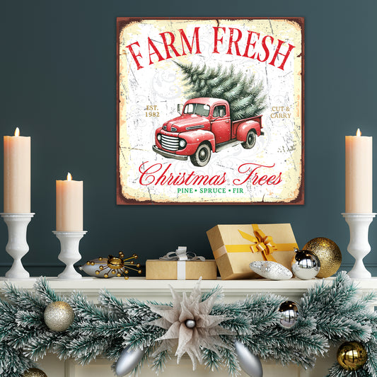 Farm Fresh Christmas Trees,Christmas Sign, Metal Sign Antique, Farmhouse Decor, Christmas Wall Decor, Mantle Artwork, Candy Cane Decorations