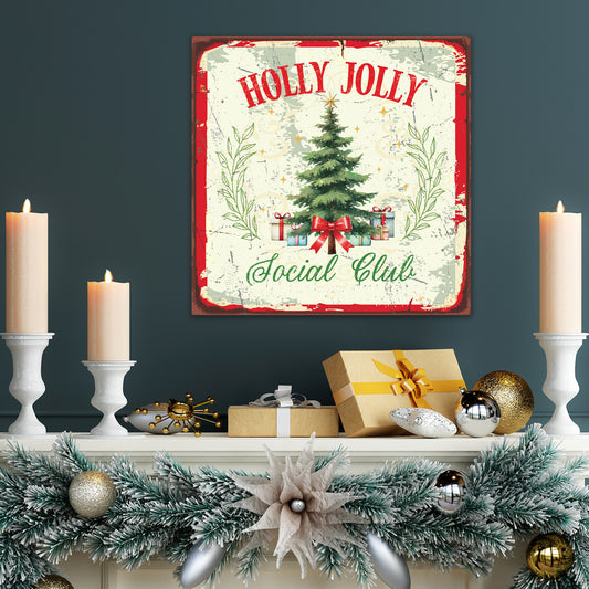 Holly Jolly Christmas Sign, Metal Sign Antique,Farmhouse Decor, Christmas Wall Decor, Mantle Artwork, Vintage Christmas Decor, Holiday Gifts