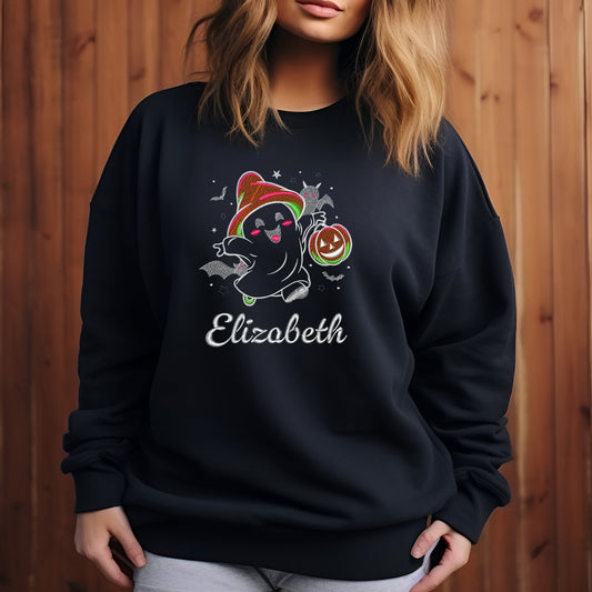 Halloween Sweater, Embroidered Sweatshirt, Funny Halloween Sweaters, Spooky Season, Pumpkin Crewnecks, Fall Sweatshirts,Oversized Sweatshirt